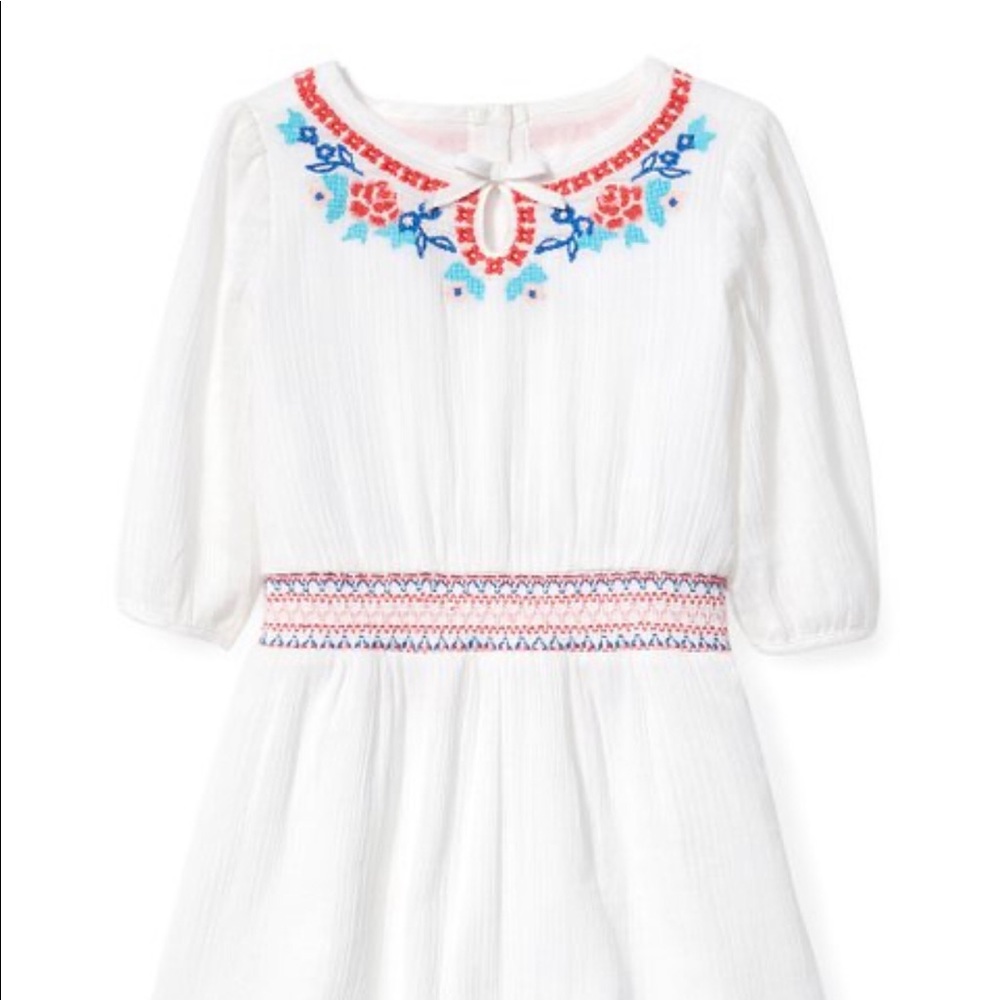 Janie and Jack White Floral Embroidery Dre…